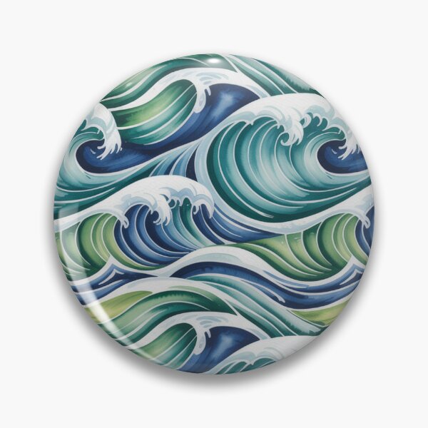 Item preview, Vibrant Ocean Waves Seamless Repeating Pattern designed and sold by Midnight Veil Designs.