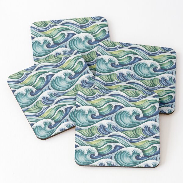 Item preview, Vibrant Ocean Waves Seamless Repeating Pattern designed and sold by Midnight Veil Designs.