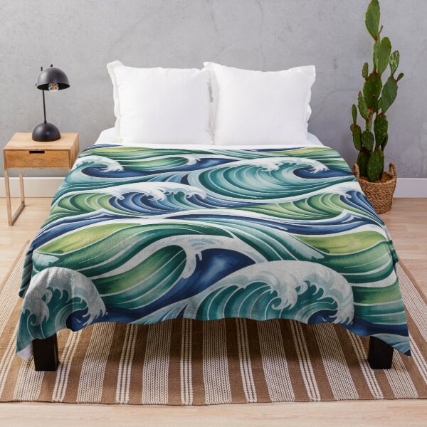 Item preview, Vibrant Ocean Waves Seamless Repeating Pattern designed and sold by Midnight Veil Designs.
