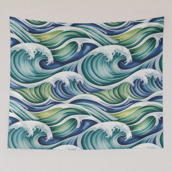 Item preview, Vibrant Ocean Waves Seamless Repeating Pattern designed and sold by Midnight Veil Designs.