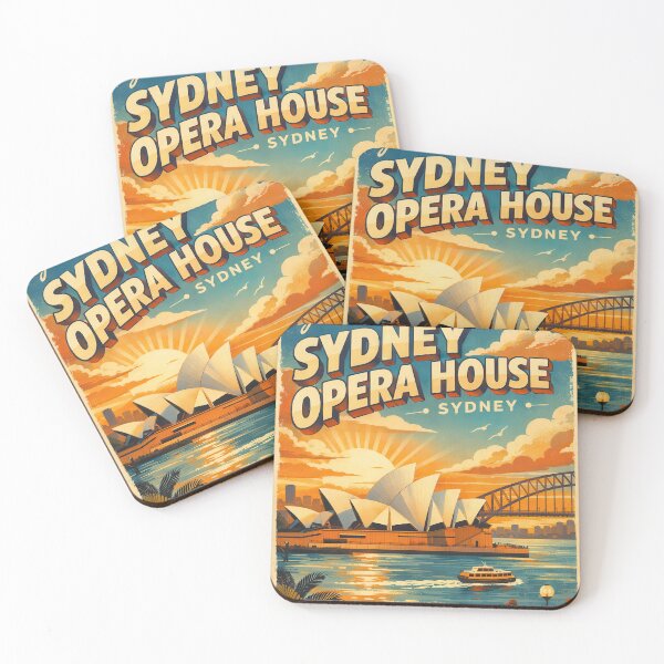 Item preview, Vintage travel poster Sydney Opera House – Retro Australian architecture poster designed and sold by Earth Celebration Designs.