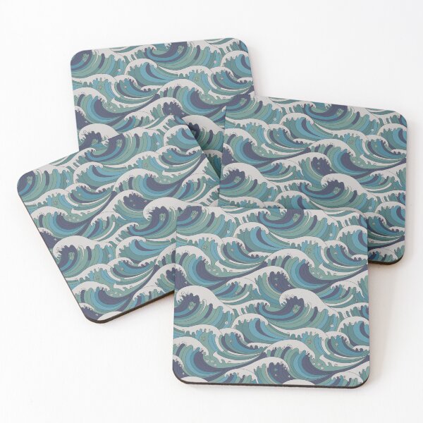 Item preview, Ocean Waves with Fish and Starfish Seamless Pattern designed and sold by Midnight Veil Designs.