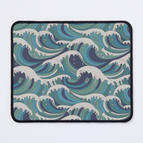 Item preview, Ocean Waves with Fish and Starfish Seamless Pattern designed and sold by Midnight Veil Designs.