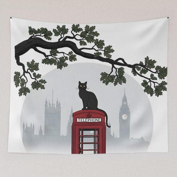 Item preview, London Night Watcher – Black Cat Telephone Booth London Aesthetic Art designed and sold by InfinitePawBond.