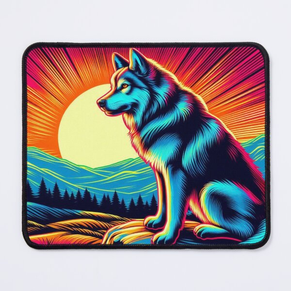 Item preview, Neon Wolf – Surreal Sunset Emblem designed and sold by Dogandesighn.