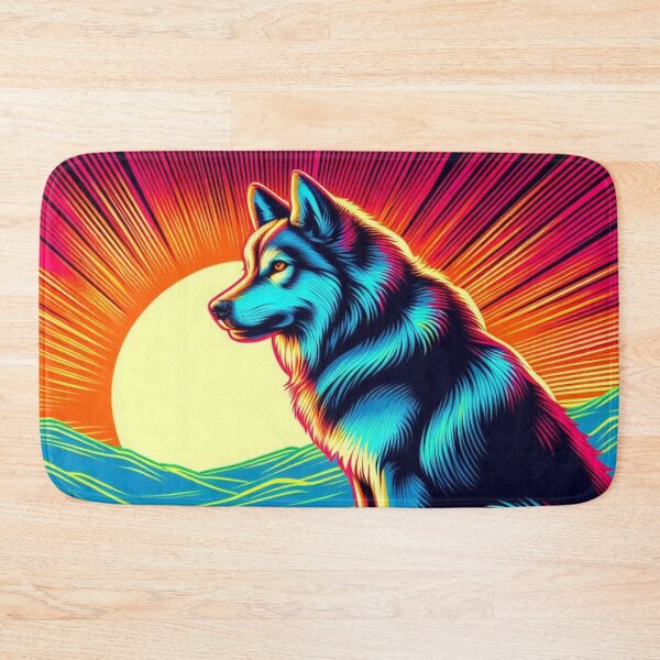 Item preview, Neon Wolf – Surreal Sunset Emblem designed and sold by Dogandesighn.