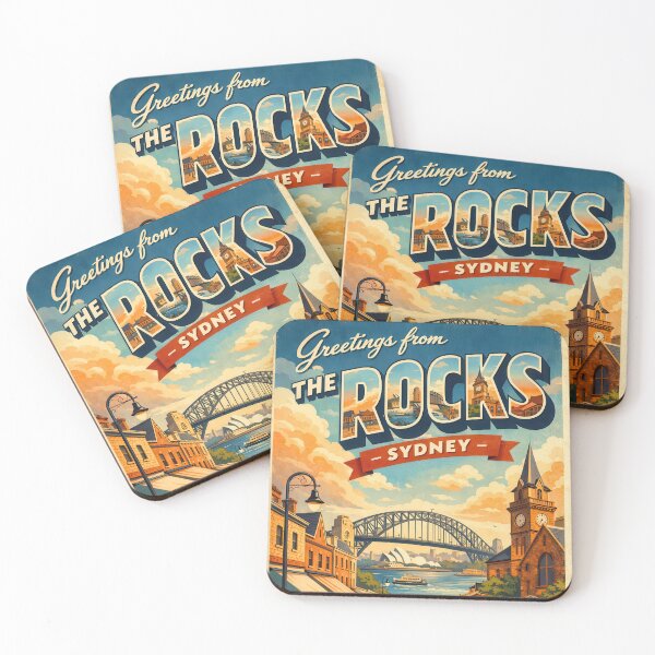 Item preview, Vintage travel poster The Rocks Sydney – Retro Old Town Australia Poster designed and sold by Earth Celebration Designs.