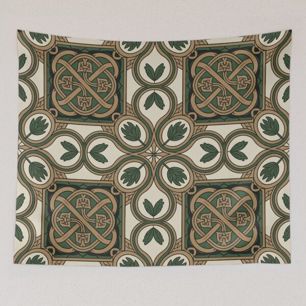 Item preview, Celtic Knotwork & Green Leaves Seamless Pattern designed and sold by Midnight Veil Designs.