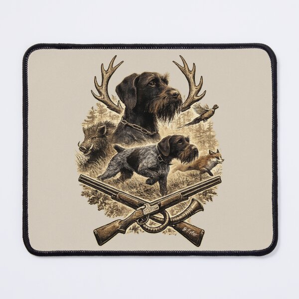 Item preview, German Wirehaired Pointer Hunting Spirit – Vintage Hunter Dog Illustration designed and sold by TammyHunterArt.