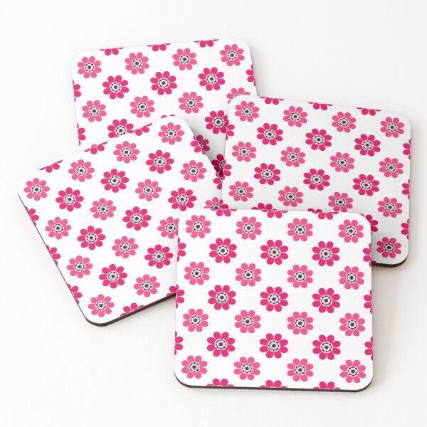 Item preview, Seamless Pink Floral Pattern – Eight-Petal Flowers with Decorative Dotted Centres on White designed and sold by HolmeProud.