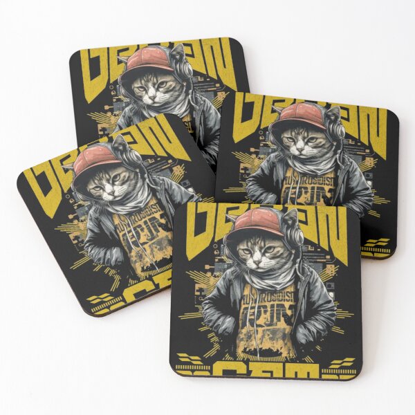 Item preview, Grunge Hip Hop Kitty - Edgy Cat with Headphones and Cap designed and sold by GenZFashion000.