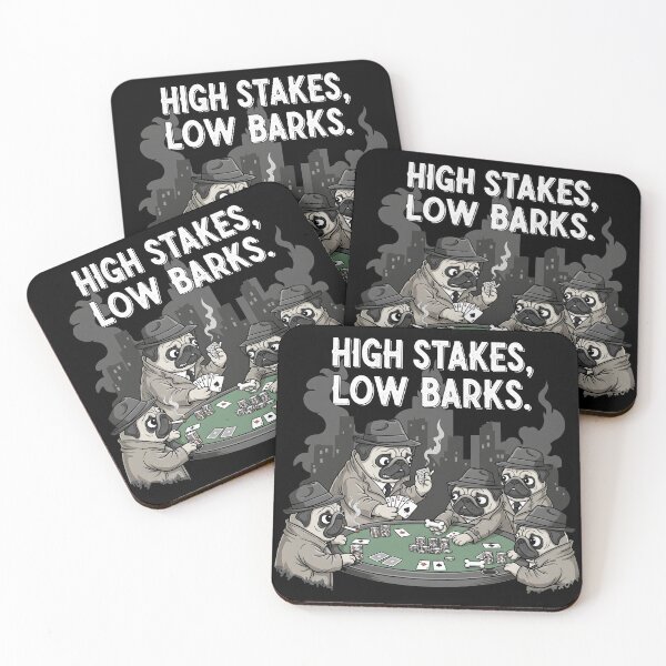 Item preview, High Stakes Low Barks Pug Poker Noir designed and sold by SillyPawsStudio.