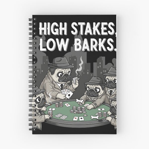 Item preview, High Stakes Low Barks Pug Poker Noir designed and sold by SillyPawsStudio.