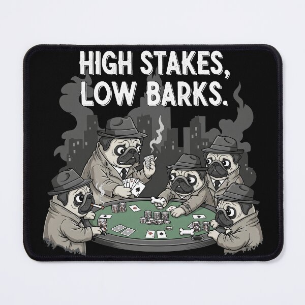 Item preview, High Stakes Low Barks Pug Poker Noir designed and sold by SillyPawsStudio.
