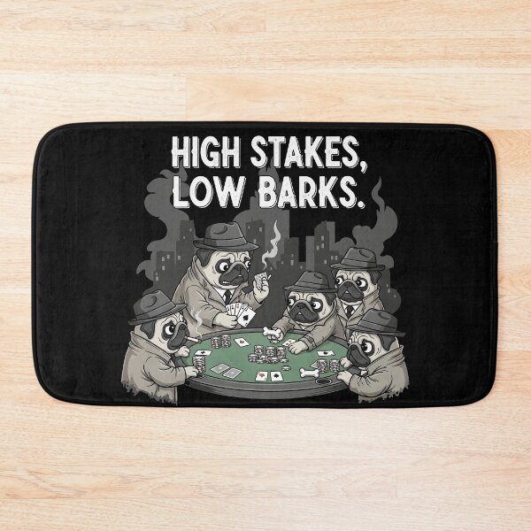 Item preview, High Stakes Low Barks Pug Poker Noir designed and sold by SillyPawsStudio.