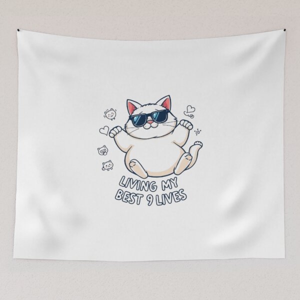 Item preview, Gumbus Funny Cat / Living My Best 9 Lives Meme  designed and sold by MystiColo.
