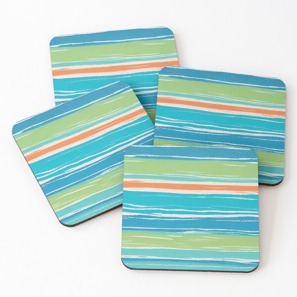 Item preview, Modern Brush Stroke Stripes in Turquoise and Orange designed and sold by AlxVel.