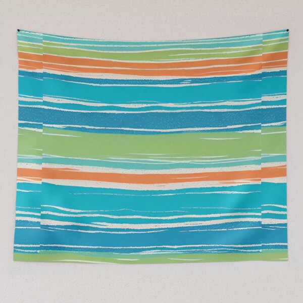 Item preview, Modern Brush Stroke Stripes in Turquoise and Orange designed and sold by AlxVel.