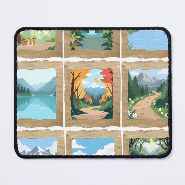 Item preview, Set of 9 Ripped Paper Nature Landscape Illustrations designed and sold by alaoglu.