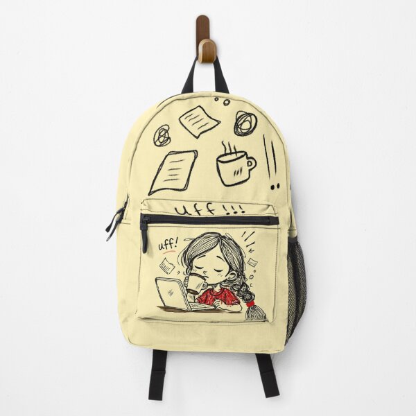 Item preview, Funny Relatable Coffee Sticker – Cute Tired Cartoon Girl Doodle designed and sold by Moodypops.