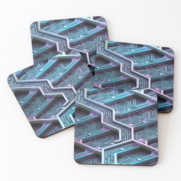 Item preview, Neon Blue & Purple Hexagonal Circuit Board Seamless Pattern designed and sold by Midnight Veil Designs.