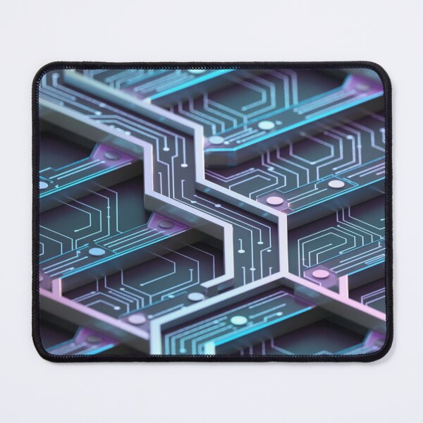 Item preview, Neon Blue & Purple Hexagonal Circuit Board Seamless Pattern designed and sold by Midnight Veil Designs.