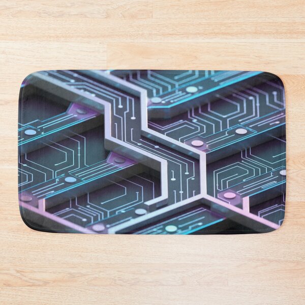 Item preview, Neon Blue & Purple Hexagonal Circuit Board Seamless Pattern designed and sold by Midnight Veil Designs.