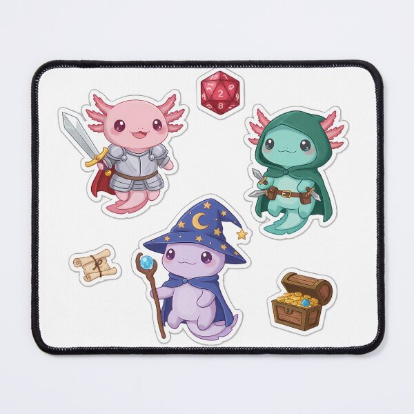 Item preview, Sticker sheets Axolotls playing Dungeons & Dragons, designed and sold by RAgustinusM17.