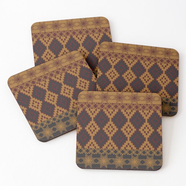 Item preview, Thai traditional textile pattern in pixel art style with elegant gold tones  designed and sold by Line-Aura.