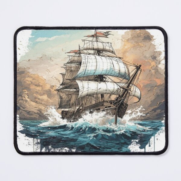 Item preview, Vintage stormy sailing ship landscape  designed and sold by NivyasArtistry.