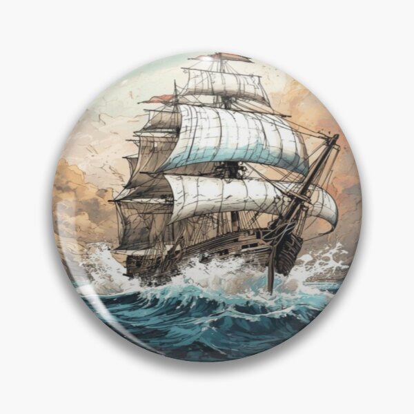 Item preview, Vintage stormy sailing ship landscape  designed and sold by NivyasArtistry.