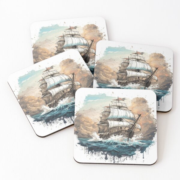 Item preview, Vintage stormy sailing ship landscape  designed and sold by NivyasArtistry.