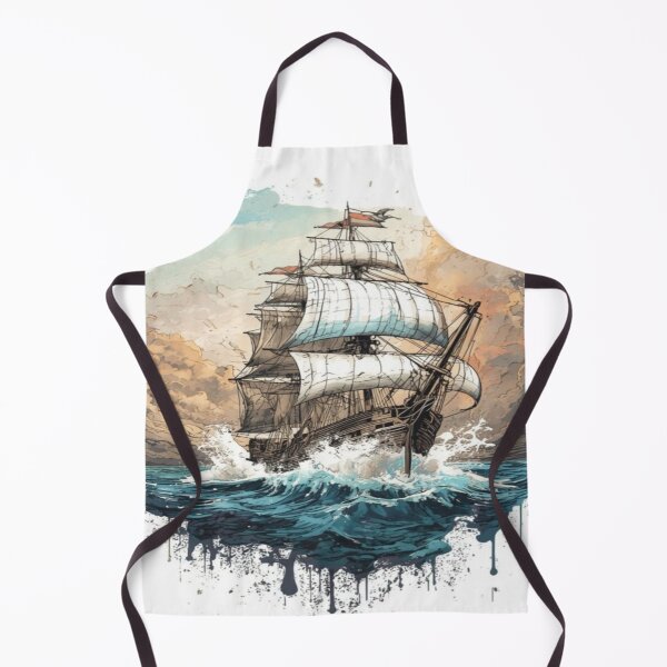 Item preview, Vintage stormy sailing ship landscape  designed and sold by NivyasArtistry.