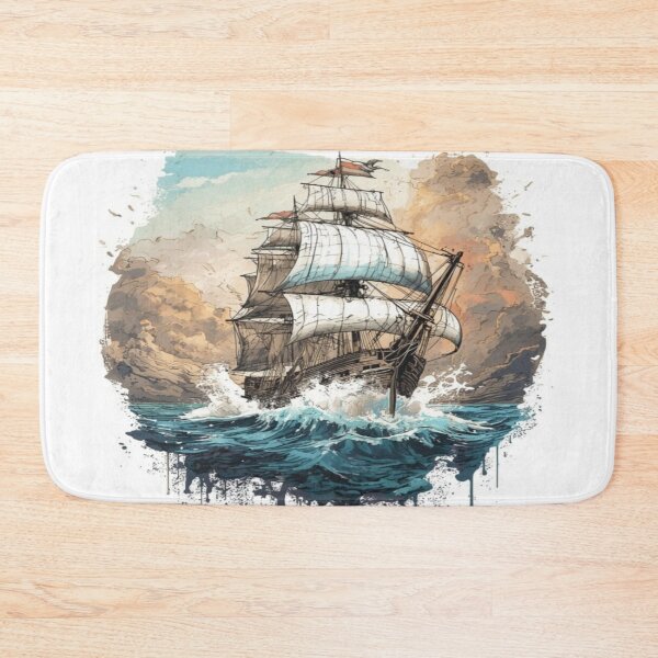 Item preview, Vintage stormy sailing ship landscape  designed and sold by NivyasArtistry.