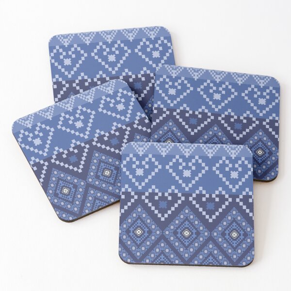 Item preview, White and blue pixel art pattern featuring a clean, fresh, and calming aesthetic designed and sold by Line-Aura.