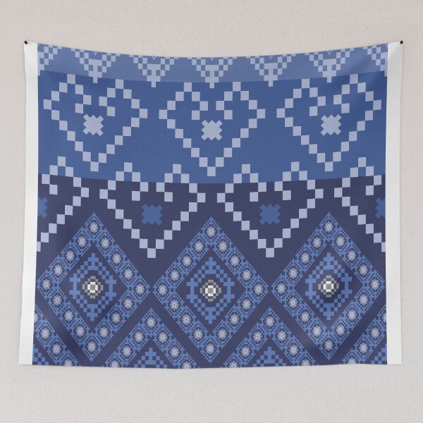 Item preview, White and blue pixel art pattern featuring a clean, fresh, and calming aesthetic designed and sold by Line-Aura.
