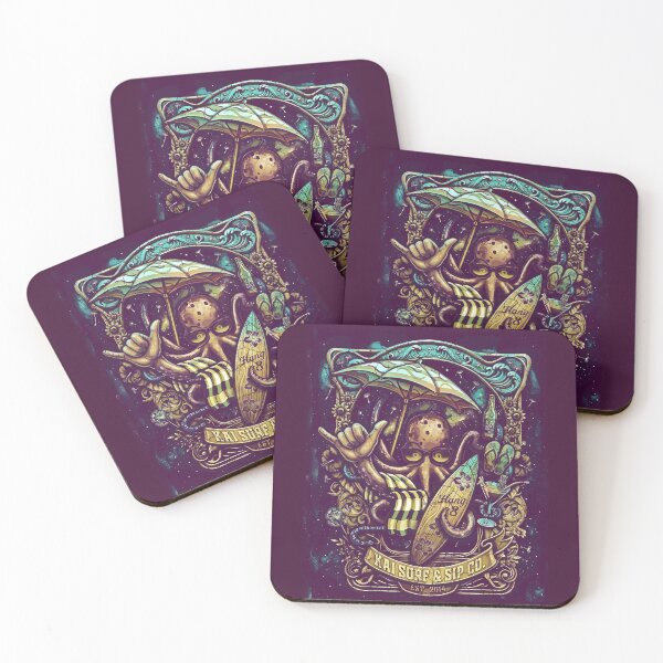 Item preview, Vintage Hang 8 Octopus Surf Shield – Kai Surf & Sip Co. Est. 2014 – Art Nouveau Heritage Badge designed and sold by sunnthreads.