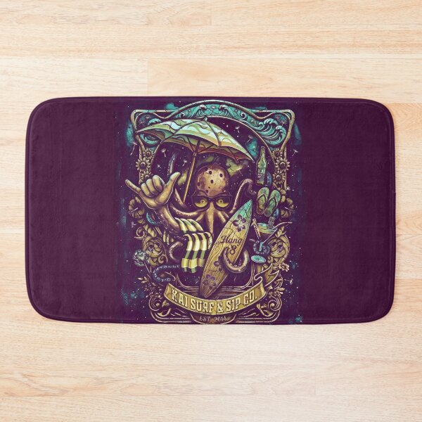 Item preview, Vintage Hang 8 Octopus Surf Shield – Kai Surf & Sip Co. Est. 2014 – Art Nouveau Heritage Badge designed and sold by sunnthreads.