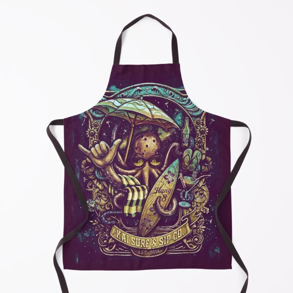 Item preview, Vintage Hang 8 Octopus Surf Shield – Kai Surf & Sip Co. Est. 2014 – Art Nouveau Heritage Badge designed and sold by sunnthreads.