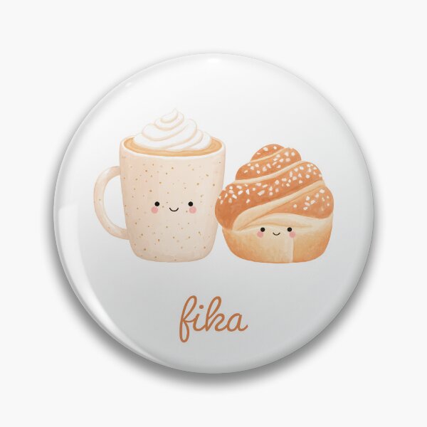 Item preview, Kawaii Coffee and Kanelbullar Fika Cute Scandinavian Art designed and sold by BobaBunny76.