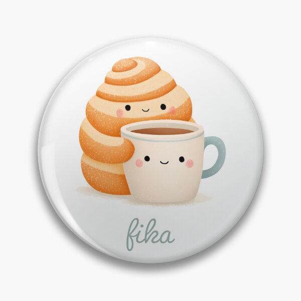 Item preview,  Kawaii Coffee and Kanelbullar Fika Cute Scandinavian Art designed and sold by BobaBunny76.