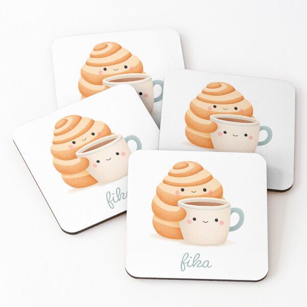 Item preview,  Kawaii Coffee and Kanelbullar Fika Cute Scandinavian Art designed and sold by BobaBunny76.