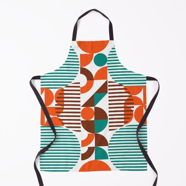 Item preview, Geometrical Mid Century Modern Style Teal Blue Orange Brown Retro Design designed and sold by CreativeCanvas8.