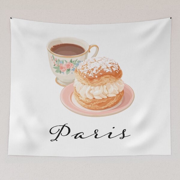 Item preview, Paris-Brest and Coffee Cute French Café Dessert Art designed and sold by BobaBunny76.