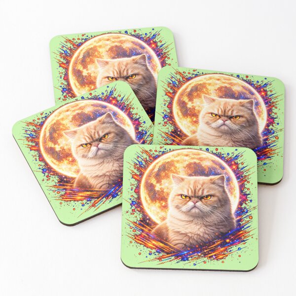 Item preview, Persian Cat Moon Art – Cosmic Neon Cat Design designed and sold by PixelsPaws.