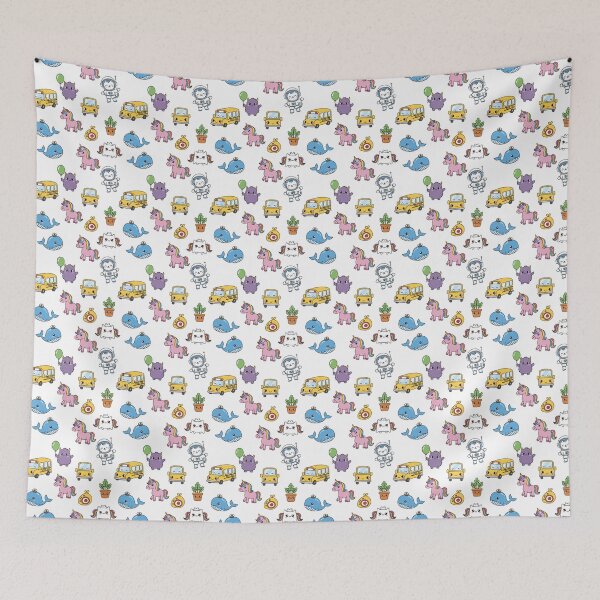 Item preview, Cute Kawaii Animals and School Bus Pattern designed and sold by Snout & Shout..