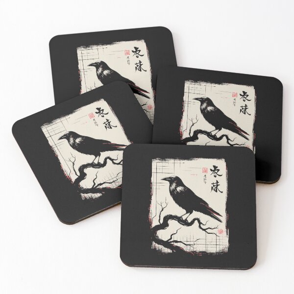 Item preview, Minimalist Raven Japanese Ink Style Bird Illustration designed and sold by titanlevi.