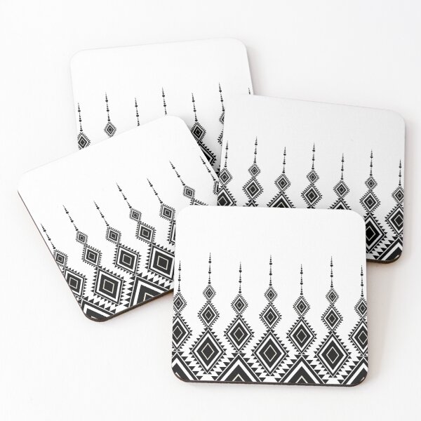 Item preview, Black and white Thai geometric pattern inspired by traditional textile motifs combined with modern minimal aesthetics. designed and sold by Line-Aura.