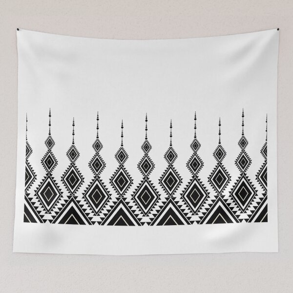 Item preview, Black and white Thai geometric pattern inspired by traditional textile motifs combined with modern minimal aesthetics. designed and sold by Line-Aura.