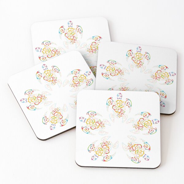 Item preview, Vibrant Hawaiian Tribal Sea Turtle circle – Colorful Polynesian Hibiscus Art Design designed and sold by SurfaceLab.